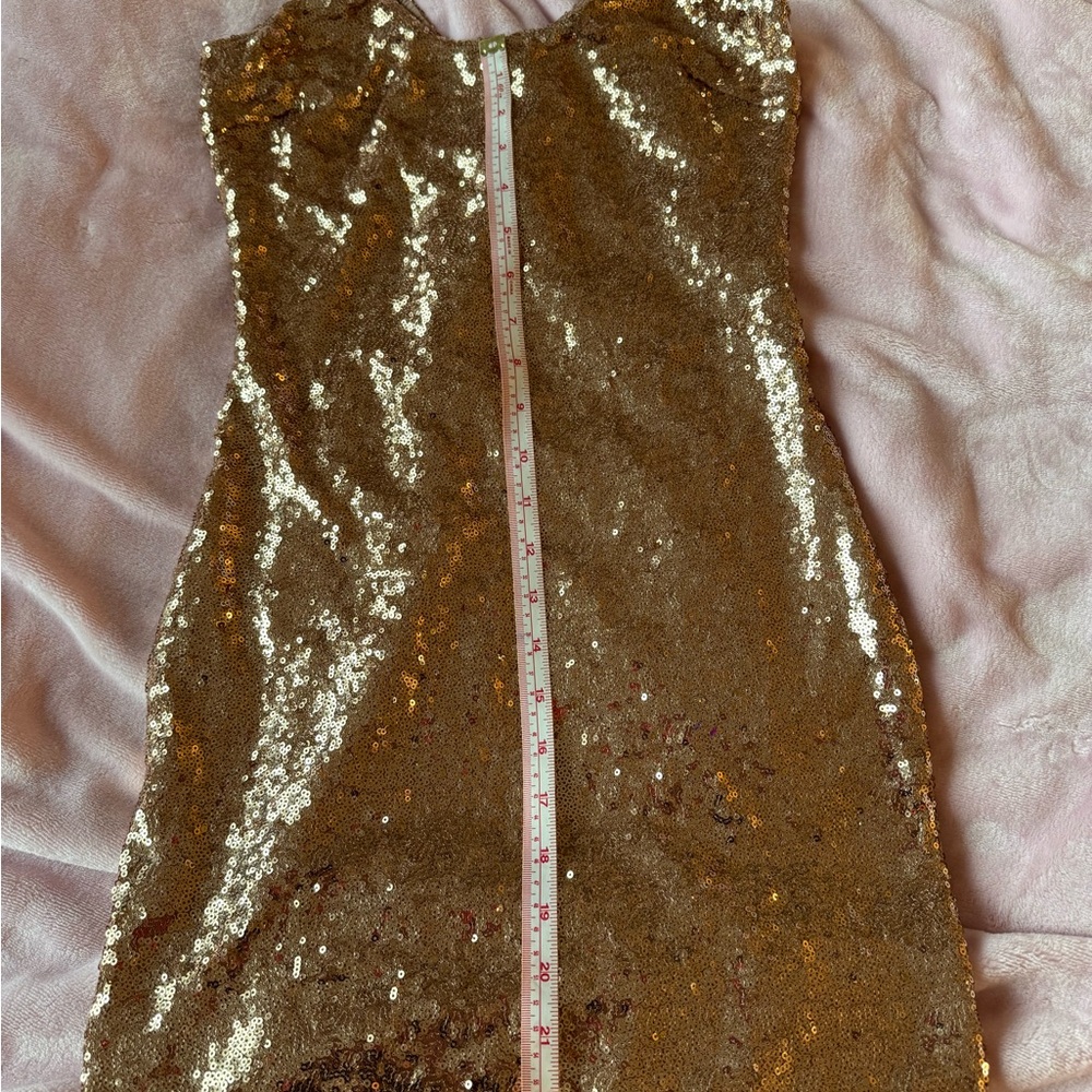 Fashion Nova Rose  Gold Sequin Dress - Picture 4 of 4